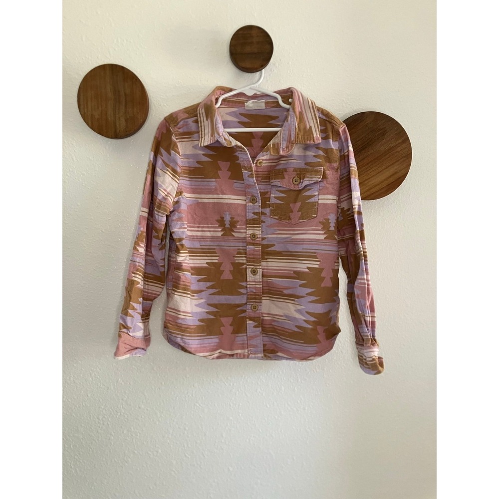 Cotton On Aztec Western Print Button Up Long Sleeve Shirt‎ Size 7